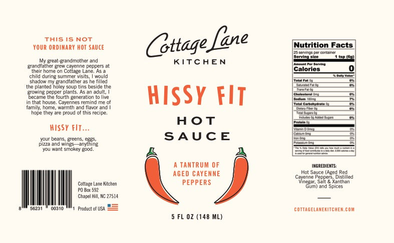 Hissy Fit Hot Sauce Label