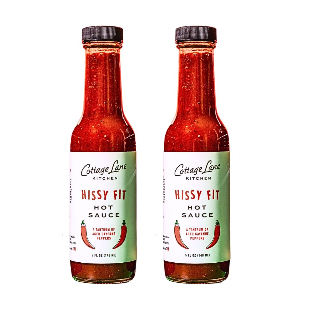 Two 5oz bottles of Hissy Fit Hot sauce by Cottage Lane Kitchen