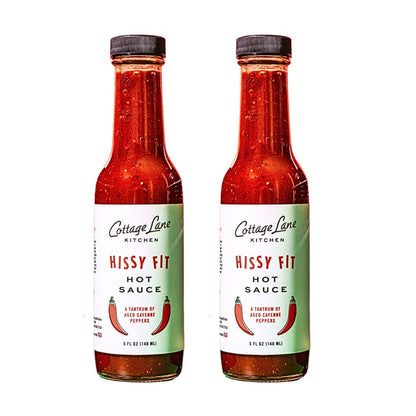 Two 5oz bottles of Hissy Fit Hot sauce by Cottage Lane Kitchen