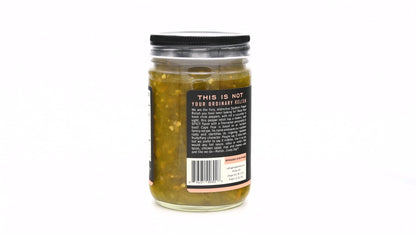 video of watching bottle of Cape Fear Spicy Pepper Relish spinning so you can read the label